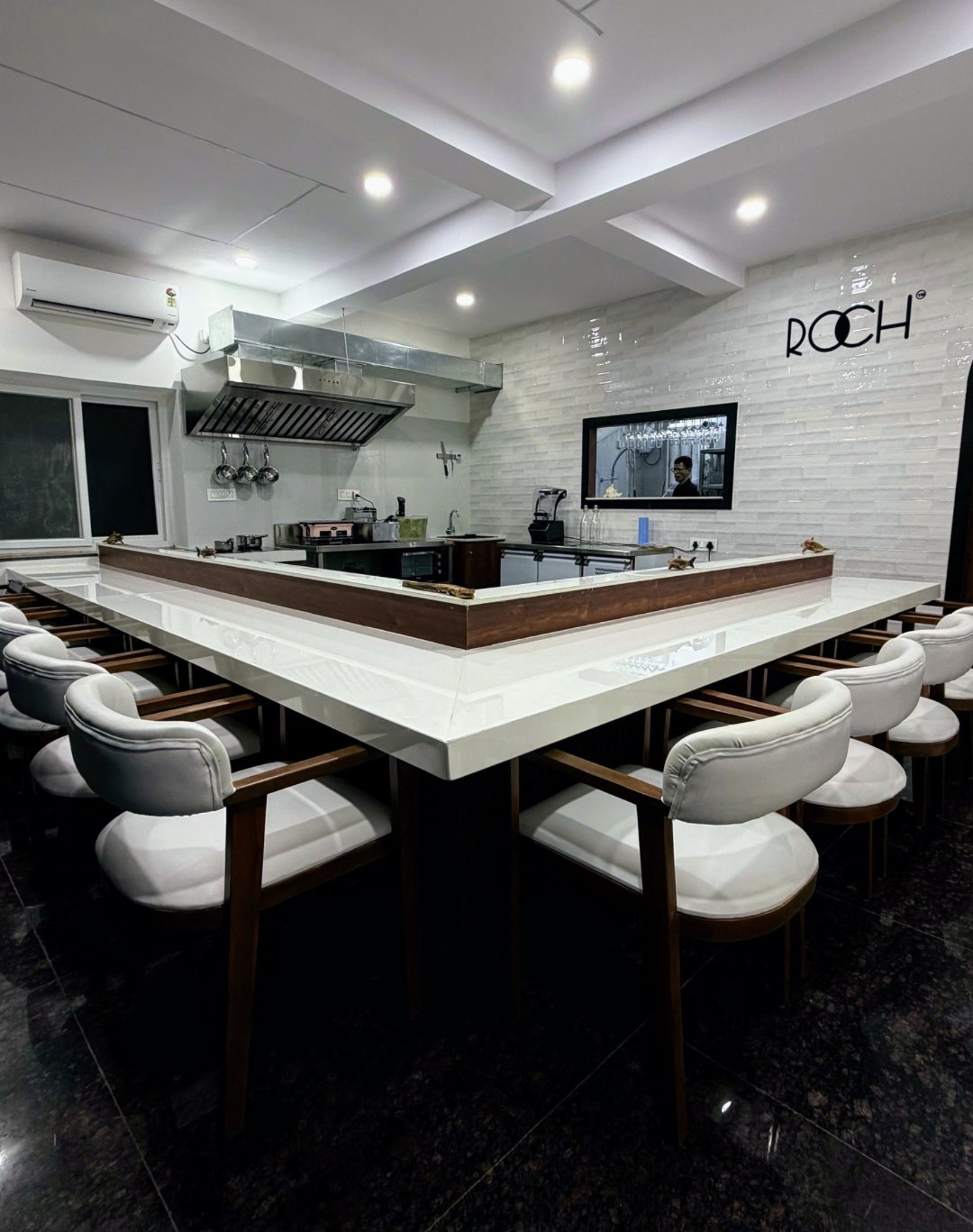The ROCH chef's counter — a U-shaped table for ten
